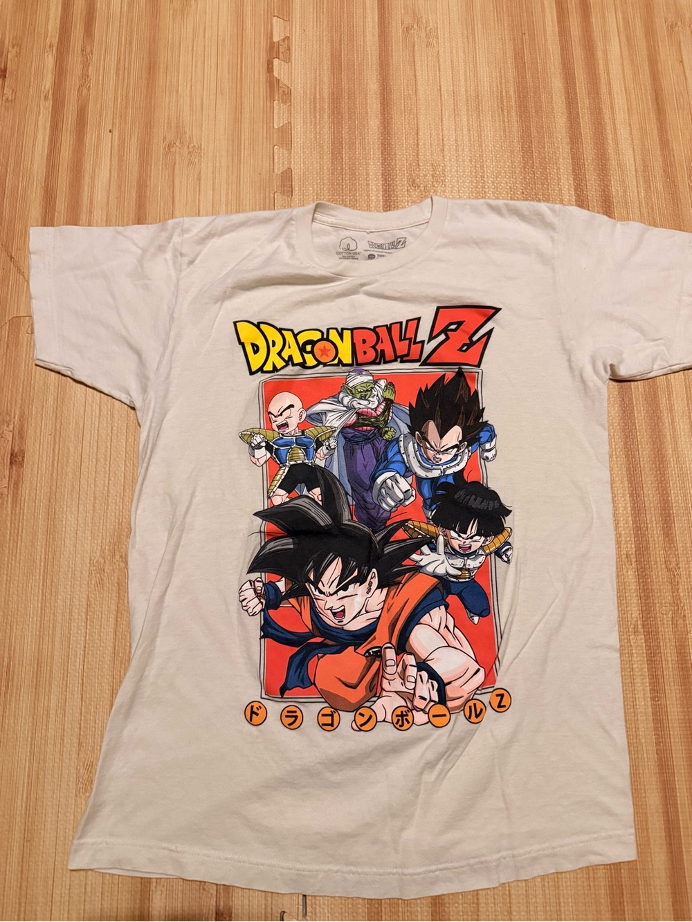 Dragon Ball Z Men's Beige T-Shirt Anime Goku/Vegeta Toei Animation Size medium